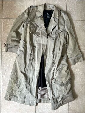 Vintage Christian Dior Monsieur Trench Coat Men's 42 Tan Double Breasted Belted